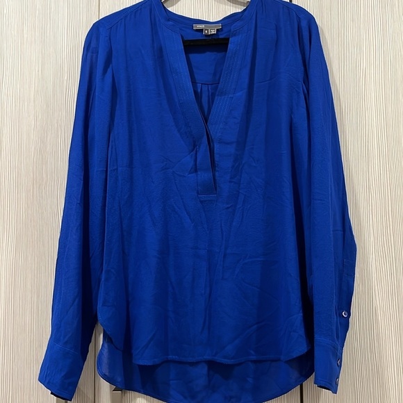 Vince | Trapunto Long Sleeve Blouse | Cobalt‎ Blue | Women's Size 6 - Picture 3 of 11